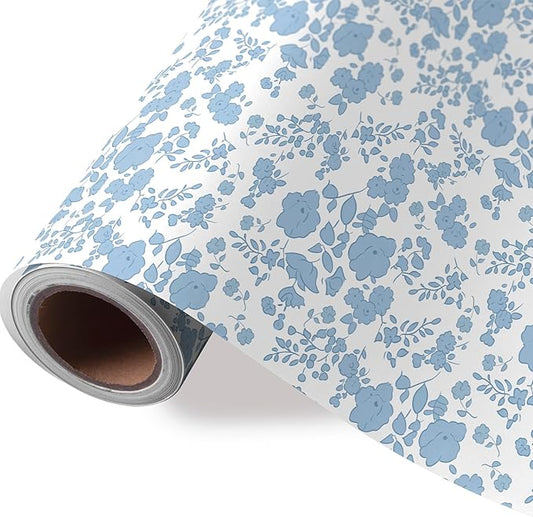 JarThenaAMCS Wildflower Wrapping Paper -Mini Roll- 17 Inch x 32.8Ft Watercolor Floral Butterfly Gift Wrap Paper Spring Art Paper for Wedding Bridal Baby Shower DIY Craft