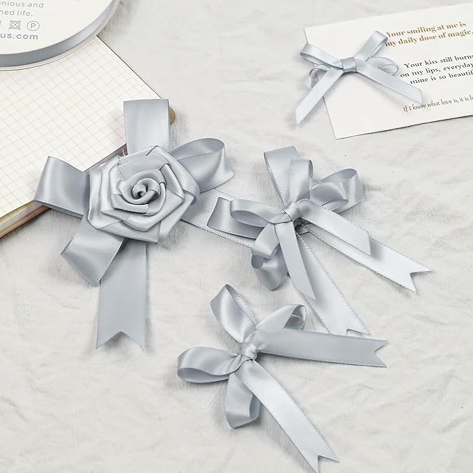 Silver Gray Satin Ribbon, 1/2 Inch X 25 Yards, Premium Satin Ribbon for Gift Wrapping, Crafts, Hair Bow Making, Sewing, Flower Bouquet, Wedding Party Decor