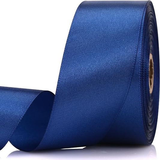 1-1/2 Inch 30 Yards Deep Blue Solid Satin Ribbon for Gift Wrapping,Craft Floral Bouquets,Wedding Party,Timeless Flower,Decoration Floral Hair,Balloons