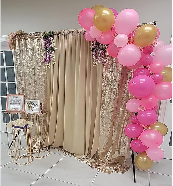 Champagne Backdrop Curtain 2FTx8FT 4 Panels Sequin Backdrop Curtain Glitter Backdrop Photo Background for Wedding Baby Shower Parties