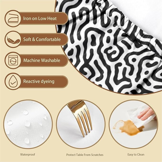 Rectangle Table Cloth Cover Waterproof Elastic Fitted Polyester Fitted Tablecloths for 6 Foot Tables for Indoor,Picnic, Camping, Outdoor （72" x 30"，Abstract Geometry）