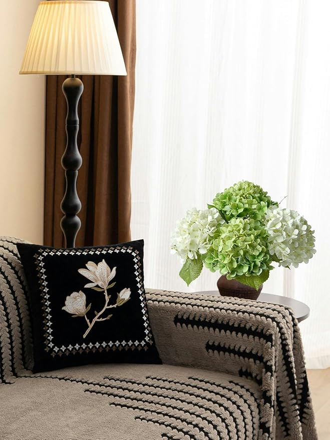 4 Pcs Real Touch Green Hydrangeas Artificial Flowers 20'' Long Stem Faux Hydrangeas for Outdoor Party Wedding Home Decor Kitchen Table Centerpiece