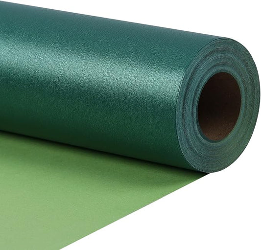 LaRibbons Green Wrapping Paper, Mini Roll-17 Inch x 33 Feet, Solid Color Pearly-Lustre Christmas Gift Wrap Paper Rolls, Perfect for Holiday, Wedding, Valentine's Day, Birthday