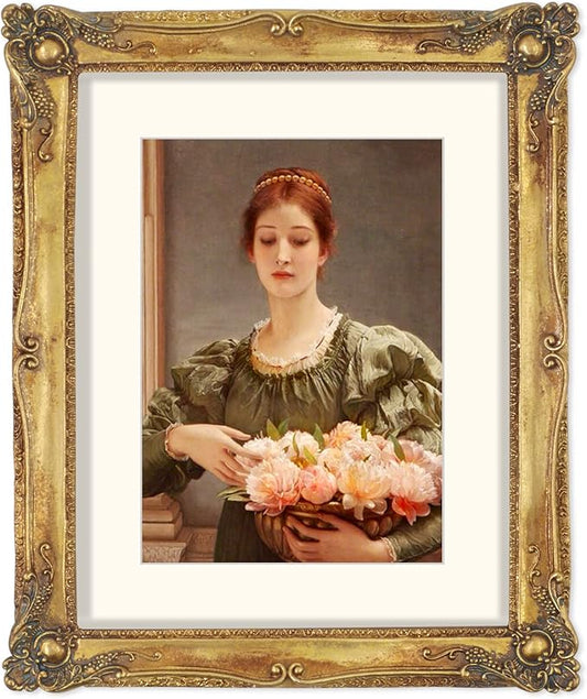SIMON'S SHOP 11x14 Picture Frame Matted to 8x10 Photo, Vintage Gold Picture Frames 11x14 with Mat for 8x10 Artwork, Wall and Tabletop Display Poster Frames