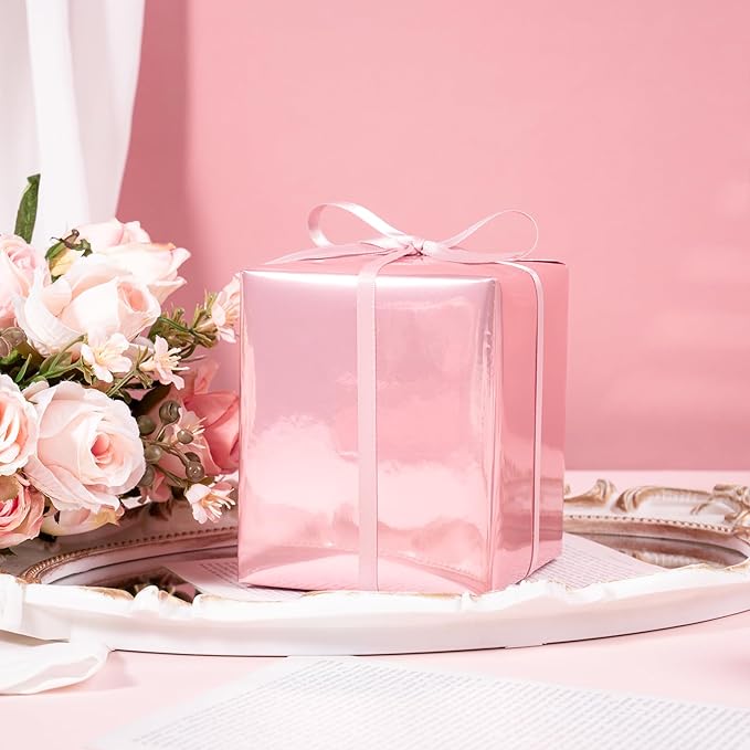 RUSPEPA Rose Gold Metallic Wrapping Paper, Mini Roll, Solid Color Paper Perfect for Wedding, Birthday, Valentine's Day, Baby Shower, Mother's Day, Bridal Shower, Anniversary, 17 Inches X 32.8 Feet