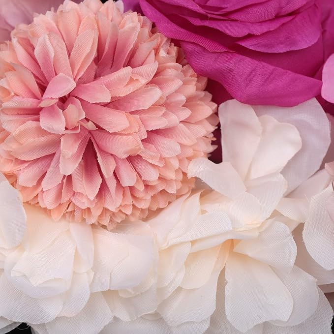 6PCS Flower Wall Panel, Realistic Faux Flower Wedding Backdrop, 15.7 x 23.6 Inch Floral Wall Panel Artificial Silk Decoration, Fake Fuchsia Wall Background for Any Party Decorations