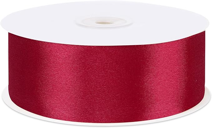 Wine Red Ribbon 1 1/2 inch 60 Yards Maroon Ribbon Burgundy Red Christmas Satin Ribbons for Flower Bouquet Gift Wrapping Crafts Wedding Christmas Decorations