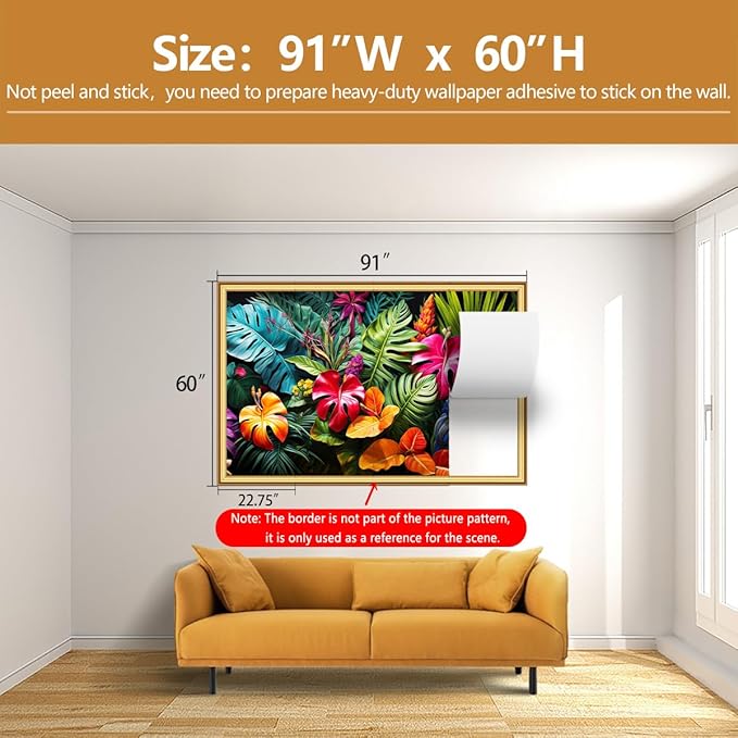 Tropical Botanical Leaf Wallpaper Colorful Jungle Palm Leaves Wall Mural for Living Room Bedroom（Not Peel and Stick）