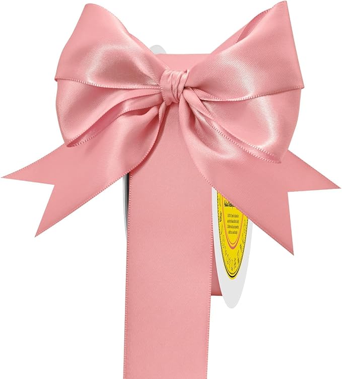 Double Face Dusty Pink Satin Ribbon 1-1/2" X 50 Yards Polyester Dusty Pink Ribbon for Gift Wrapping Very Suitable for Weddings Party Hair Bow Invitation Decorations and More