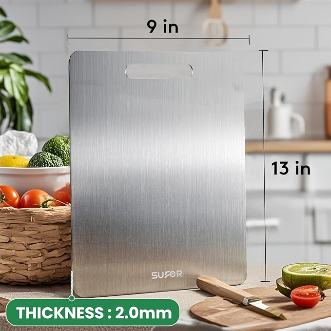 100% Titanium Cutting Board for Kitchen - Dishwasher Safe Chopping Boards with Handle, Reversible Charcuterie Board for Home Counter Outdoor Camping Housewarming Gifts for Women (13 x 9)
