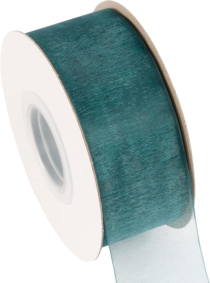 1-1/2 Inch Teal Shimmer Sheer Organza Ribbon Sheer Chiffon Ribbon 50 Yards-Roll Multiple Colors Available for Gift Wrapping Wedding Events Christmas Décor