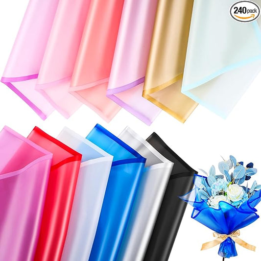 Ctosree 240 Sheets Flower Wrapping Paper, 22.8 x 22.8 Inch Waterproof Florist Floral Korean Flower Bouquet Wrapping Paper for Wedding Birthday DIY Gift Packaging Bouquet(Mixed Colors)