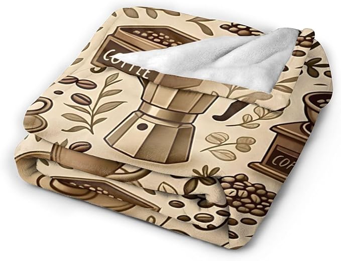 Coffee Blanket Cafe Throw Blanket Food Soft Cozy Fleece Fuzzy Stuffed Plush Flannel Gifts for Girls Women Boys Kids Adults 50"X60"