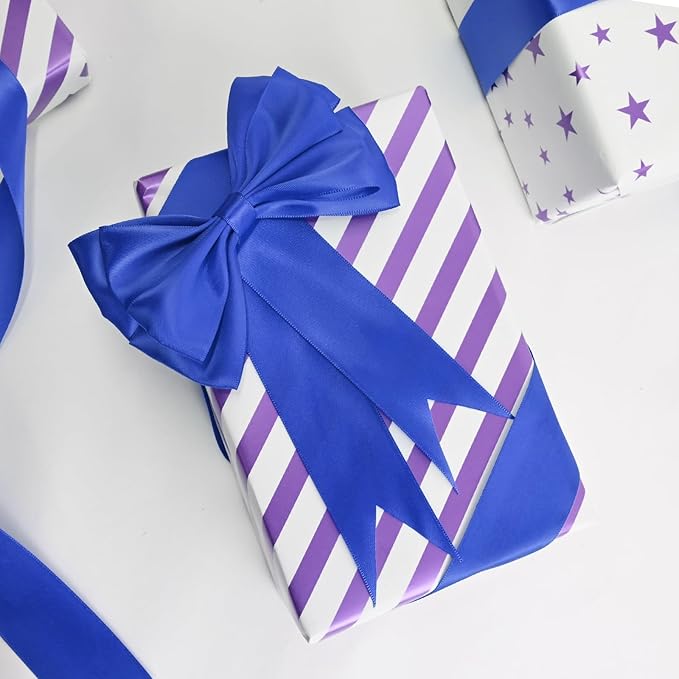 Double Face Cobalt Blue Satin Ribbon 1-1/2 inch X 50 Yards Polyester Cobalt Blue Ribbon for Gift Wrapping Very Suitable for Weddings Party Hair Bow Invitation Decorations and More