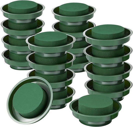 Maitys Floral Foam with Bowl 4.7 Inch Green DIY Flower Arrangement Kit Round Wet Foam, Wedding Aisle Flowers, Party Decoration (12 Pieces)