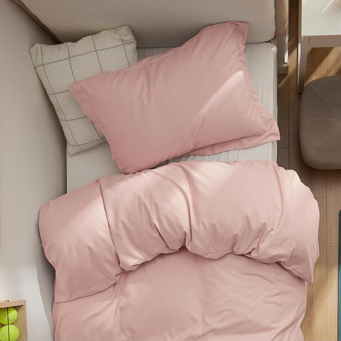 Bedsure Duvet Cover Twin/Twin XL Size - Soft Double Brushed Bedding Set for Kids & Adults, Zipper Closure, 2 Pieces, Includes 1 Duvet Cover (68"x90") & 1 Pillow Sham, NO Comforter, Pale Blush