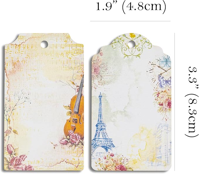 Summer-Ray 48pcs in 4 Designs Elegant Vintage Floral Gift Tags for for All Occasions