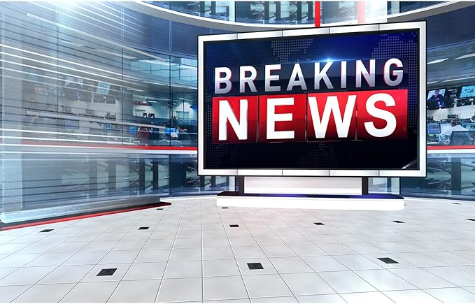 Breaking News Backdrop TV News Broadcast Hall Studio Background News Room Broadcasting Photography Background Program Record News Report Business Newsman Backdrop Kids Portrait Photo Props 8x6ft
