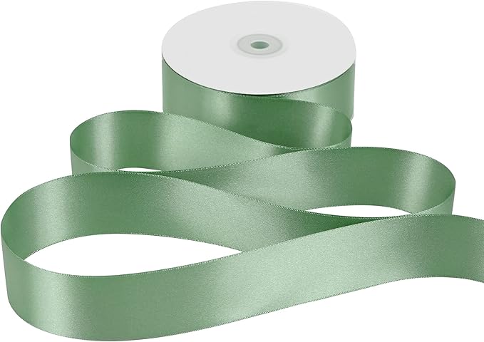 MEEDEE Sage Satin Ribbon 1-1/2 Inch Light Green Ribbon Lux Double Faced Satin Ribbons by 50 Yards Green Polyester Satin Ribbons for Crafts, Weddings, Flower Bouquet, Holiday Decorating