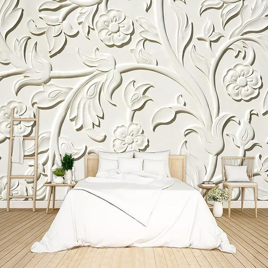 3D Relief Flower Wallpaper Bedroom Modern Flowers murals Trendy Office Decorative Living Room tv Background Large Wall Mural - 137"x96" Not Peel and Stick