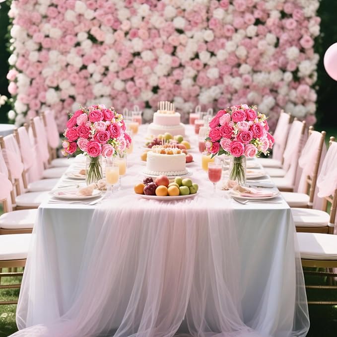 ASTRYAS 8Pcs Peonies Artificial Flowers Artificial Peonies Silk Flowers Faux Peony Fake Peony for Wedding Table Centerpiece Floral Vase Decor（Hot Pink & Light Pink