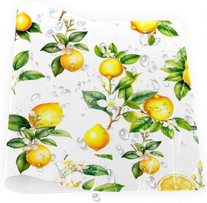 Lemon Tropical Summer Placemats Set of 4 PVC Vinyl Non Slip Table Mats Waterproof Heat Resistant Place Mats Washable Wipeable Dining Table Mat for Kitchen Party Indoor Outdoor Decorative