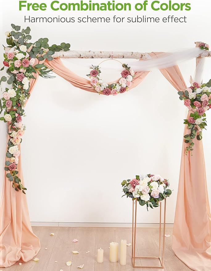 InnoGear Artificial Flowers, 50 Pcs Shades of Dusty Foam Fake Roses Bulk with Stems for Decoration DIY Wedding Bouquets Centerpieces Bridal Shower Party Christmas Tree