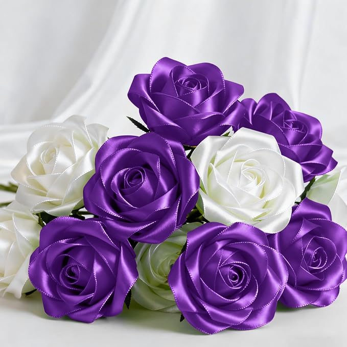 1-1/2" x 50 Yards Satin Ribbon - Purple Silk Ribbon with Spool - Ideal for Gift Wrapping, Floral Bouquets, Crafts, Wedding Party Decorations, Christmas and Sewing Projects