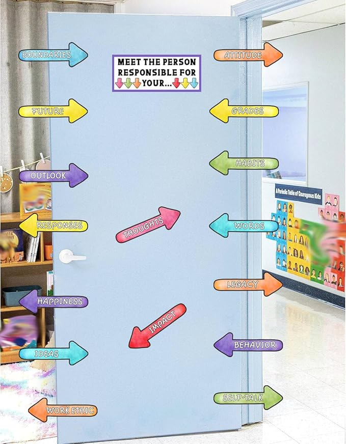 Colorful Bulletin Board Cutouts Decorations for Classroom Paper Decals Set Kids Inspirational Mirror Decal Self Affirmation Poster Stickers Posiotive Paper Cutouts for Nursery School Chalkboard Supply