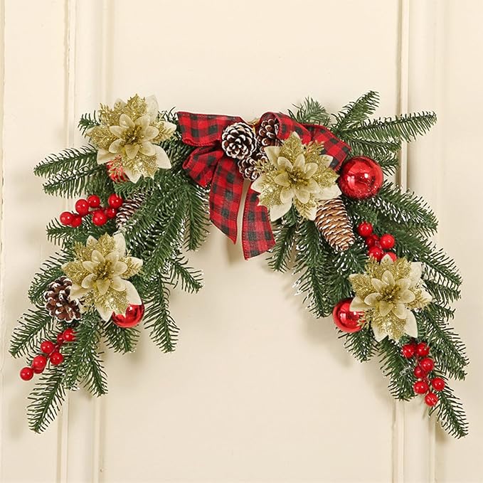 12 PCS Poinsettia Flower Artificial Gold Christmas Flowers Artificial 5.5'' Glitter Poinsettias Artificial Christmas Tree Flower with Clips DIY Xmas Wreath Holiday New Year Home Party Decor