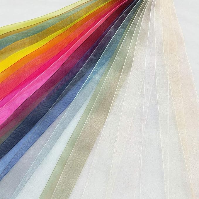 Chenkou Craft Solid Organza Ribbon Assorted 24 Yards Craft Bow Party Decoration Packing Ribbons (Mix, 3/4"(20mm))
