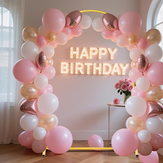 6FT Arch Backdrop Stand for Party, Wedding Arch Stand for Ceremony Birthday Party Baby Showers Photo Booth Easy Assembly Supports Flowers Balloons and Decor,Gold Short