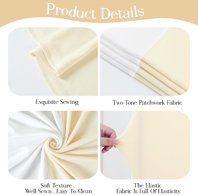 Beige White Arch Backdrop Cover Set of 2 Birthday Party Arch Covers 7.2 and 6ft Spandex Wedding Arch Covers Stretchy Backdrop Bridal Baby Shower Biege White Arch Stand Cover
