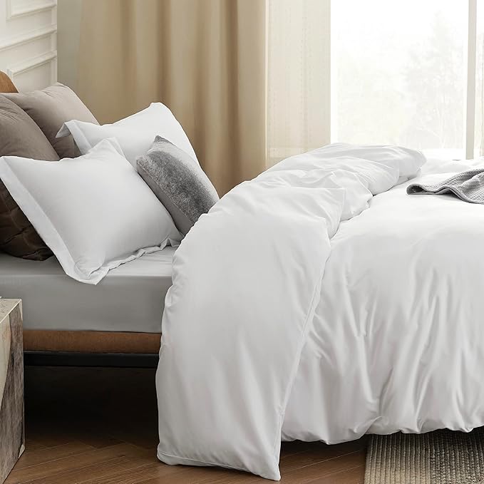 Bedsure Duvet Cover California King Size - Only Includes 1 Duvet Cover (104"x98"), Hotel Luxury Soft Double Brushed All Season Bedding for Kids & Adults, Zipper Closure, NO Comforter, White