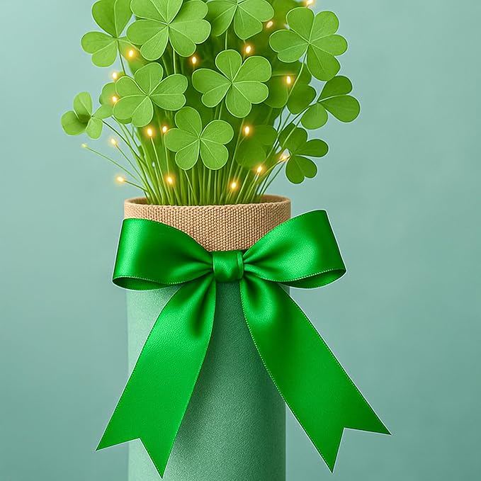 Fullive 1 1/2 Inch Green Ribbon, 30 Yards Green Ribbon for Gift Wrapping for St. Patrick's Day Party Favors, Polyester Christmas Ribbon for Christmas Decorations Wrapping Bouquet Floral Arrangements