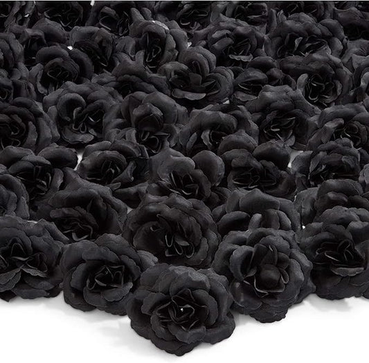 Bright Creations Black Artificial Roses Bulk - 3-Inch Stemless Foam Roses 50 Pack for Crafts & Home Decor