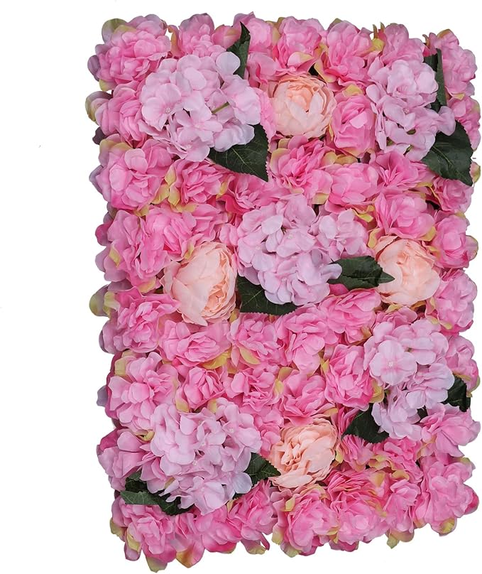 15.74"x 23.62" Artificial Flower Wall Panels,Flower Wall Mat Silk Flower Panels for Outdoor Garden Backyard Fence Fence Privacy Screen and Indoor Wall Decor (6Pcs Pink)