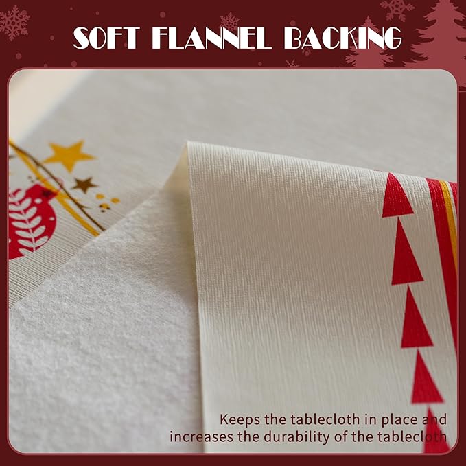 Christmas Rectangle Table Cloth,100% Waterproof Tablecloth,Christmas Decorations for Home, Vinyl Tablecloth Plastic Table Cover for Party，Picnic,Dining,Outdoor 54" x 78",Merry Ribbon