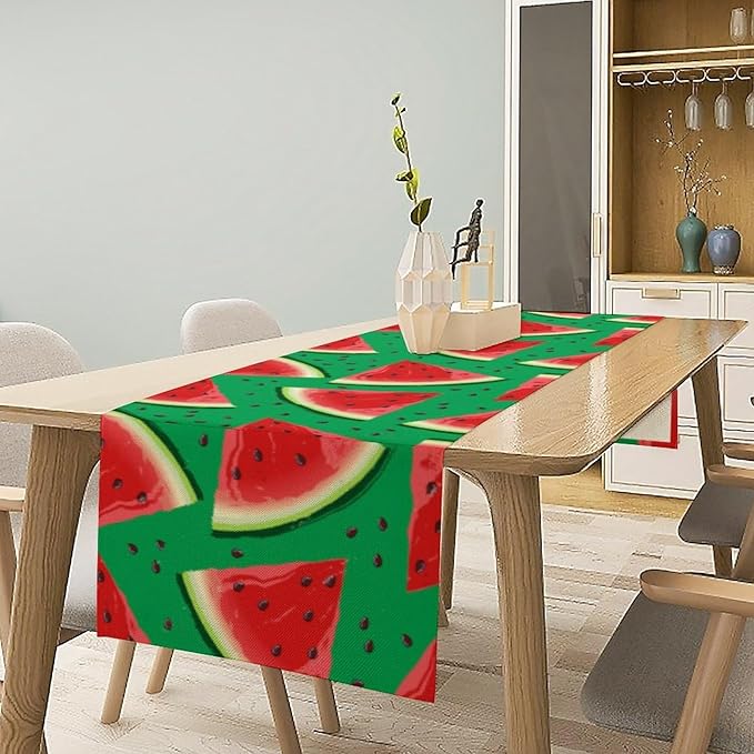 Watermelon Table Runner,Summer Fruit Tropical Birthday Party Decoration Dining Room Home Kitchen Table Decor 13 x 60In