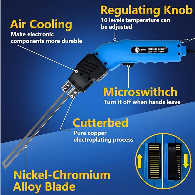 Foam Cutter Styrofoam Cutter Foam Electric Cutting Tool Air Cooled Hot Knife Adjustable Power Foam Cutter for EPP, EPS, XPS, EVA, Sponge, EPE, PU, Nylon(200W 110-120V)