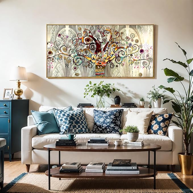 Wall Art Abstract Art Paintings Tree of Life Posters Prints Landscape Picture Colorful Modern Canvas Painting for Living Room Bedroom Office Large Decor 30"x60" with Framed