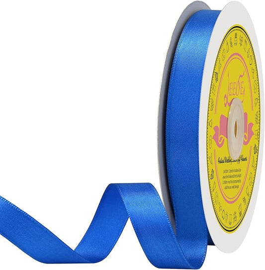 Double Face Royal Blue Satin Ribbon 5/8 inch X 50 Yards Polyester Royal Blue Ribbon for Gift Wrapping Very Suitable for Weddings Party Invitation Decorations and More