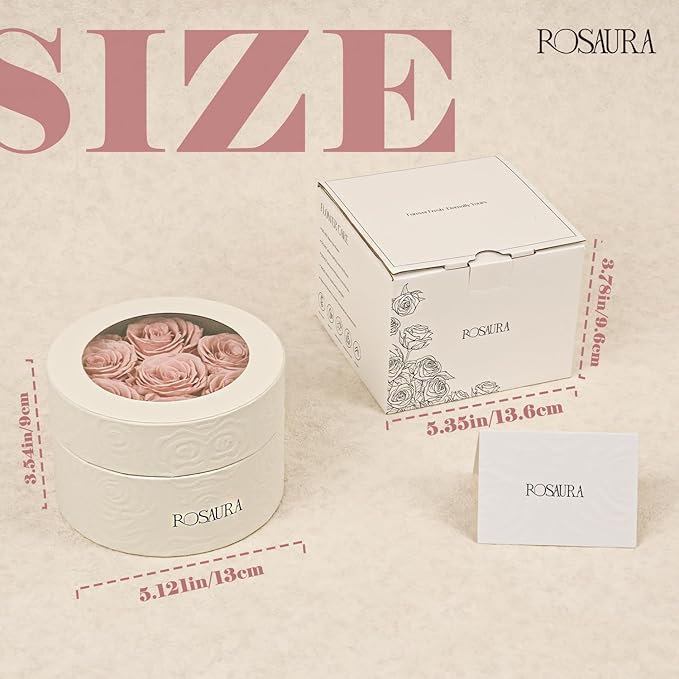 Rosaura Round Preserved Roses Gift Box - Real Forever Flowers for Birthday, Valentine's & Mother's Day (Cappuccino, 7 Roses)