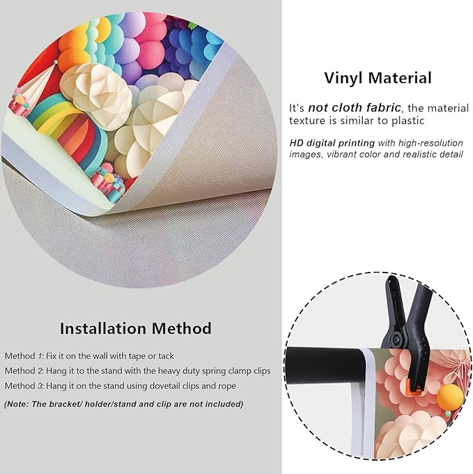 YongFoto Paper Flowers Backdrop 20x10ft Colorful Cut Paper Floral Blossom Rainbow Arch Hot Air Balloon Honeycomb Ball Photography Background Lovely Party Banner Home Decor Photo Studio Booth Props