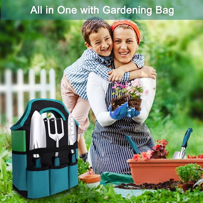 Kynup Garden Tools, Gardening Gift 7-Piece for Women, Gardening Hand Tools Set with Rust-Proof, Stainless Steel, Aluminum Alloy Material, Ideal Gardening Supplies, Essentials, Garden Stuff