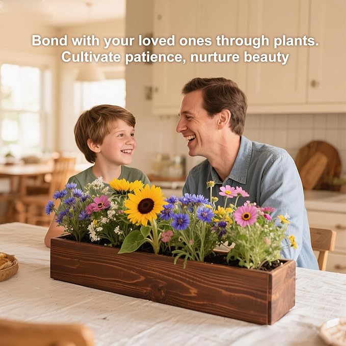 Herbsy 5 Indoor Flower Growing Kit, Complete Planting Starter Set with Sunflower, Zinnia, Marigold, Cosmos, Cornflower Seeds, Unique Birthday and Christmas Gifts for Women, Men, Plant Lovers