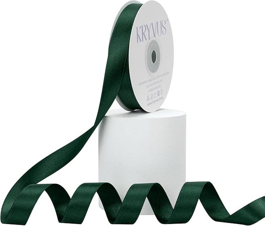 Hunter Green Satin Ribbon, Double Faced 5/8 Inch X 25 Yards Hunter Green Ribbon, Premium Satin Ribbon for Gift Wrapping, Crafts, Hair Bow Making, Sewing, Flower Bouquet, Wedding Party Decor