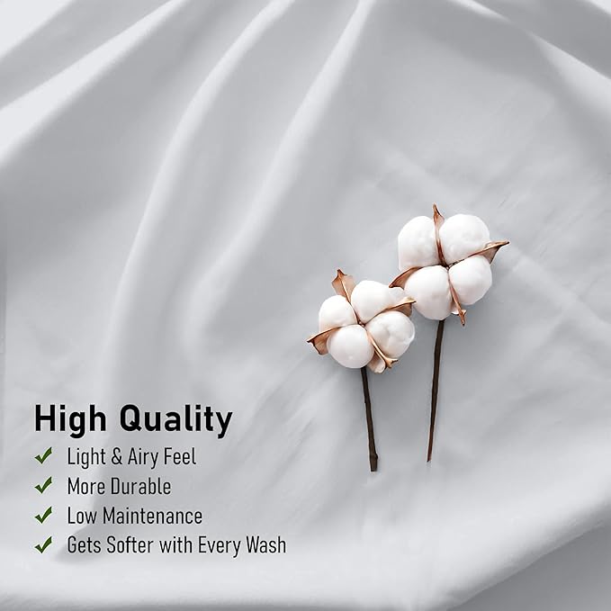 RUVANTI 100% Cotton King Size Sheets Set, 4 Pieces, Soft & Breathable Percale Weave Bedding, Deep Pocket 16", Hotel Standard, Crisp Cool Feel, Durable, Perfect Dyed Bed Sheet, Quiet Gray