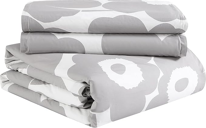 Marimekko - King Duvet Cover Set, Cotton Bedding with Matching Shams & Button Closure, All Season Home Decor (Unikko Grey, King)