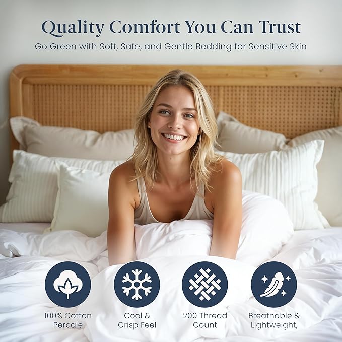 Ella Jayne Duvet Cover Queen Size (3 Pieces), 100% Cotton Percale, Full/Queen, Soft, Breathable & Lightweight, Including Duvet Cover (1 Piece) 90 x 90 Inches with 2 Pillow Shams (Navy Design)